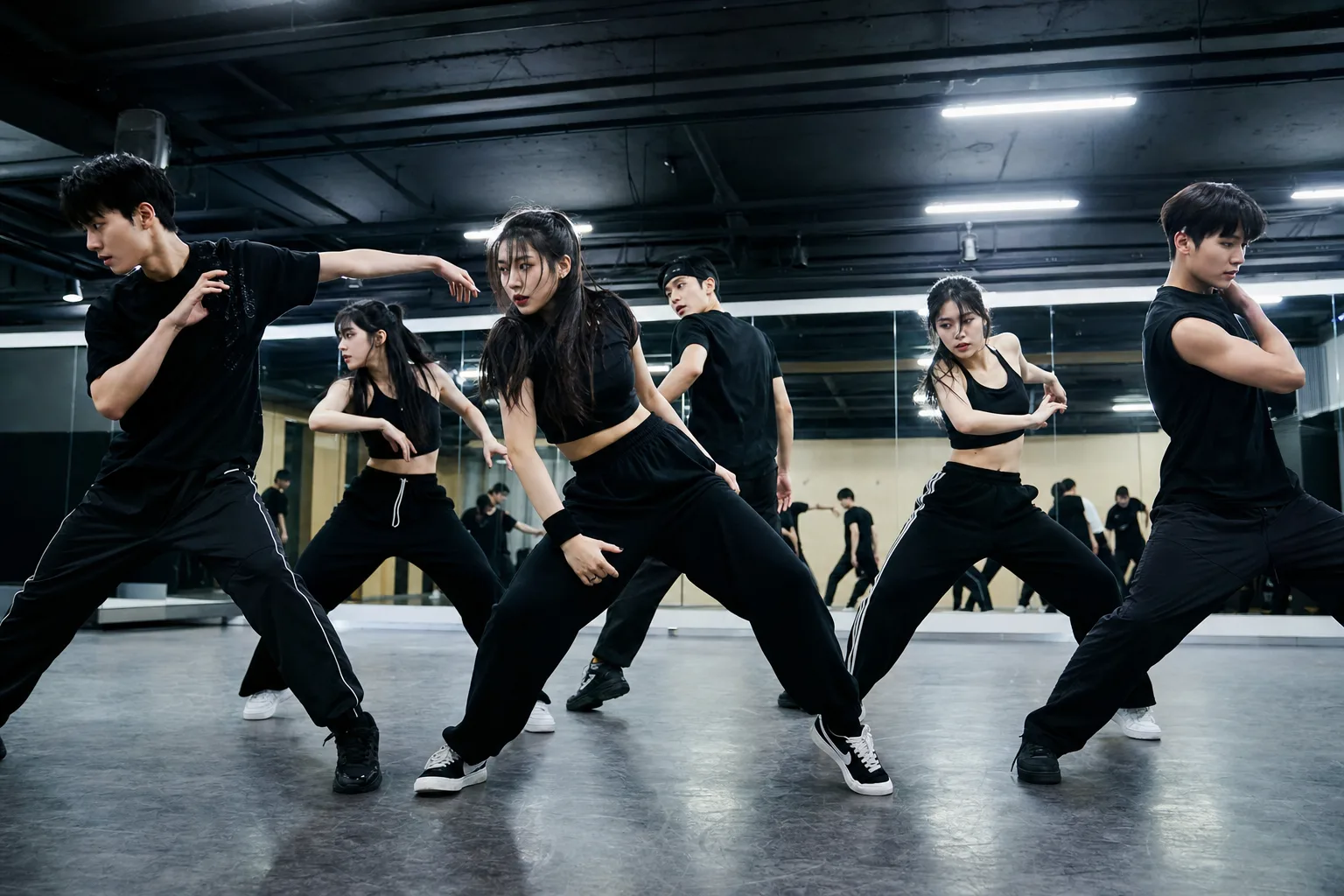 K-pop dance practice rehearsal